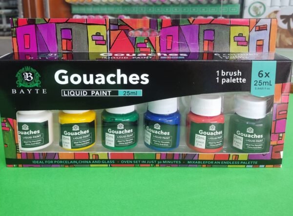 SET DE TEMPERAS GOUACHES MARCA BAYTE 25 ML X 6 PZAS