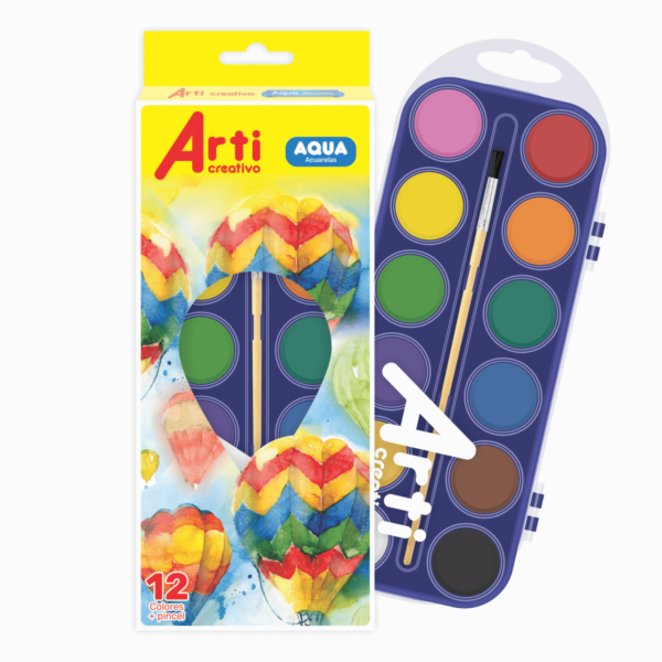ACUARELAS EN PASTILLAS ARTI CREATIVO X 12 PCAS