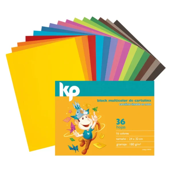 BLOCK DE CARTULINA MULTICOLOR KP TAM 24 X 32 CM 180 GR X 36 HJS