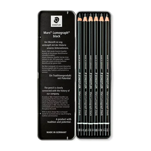 SET DE LAPICES STAEDTLER LUMOGRAPH BLACK MATE X 6 PCAS