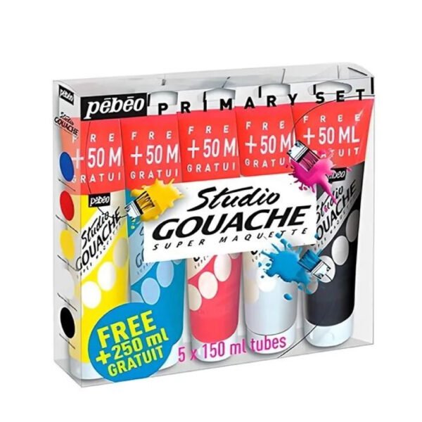 SET DE TEMPERAS PEBEO STUDIO GOUACHE 5 TUBOS X 150 ML